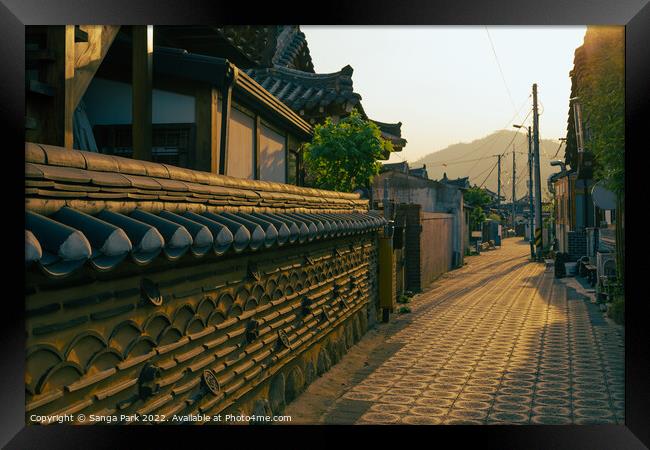 Korean traditional houses alley in Gyeongju Framed Print by Sanga Park