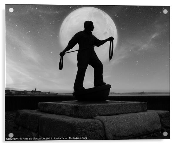 Newlyn fisherman statue by Moonlite Acrylic by Ann Biddlecombe