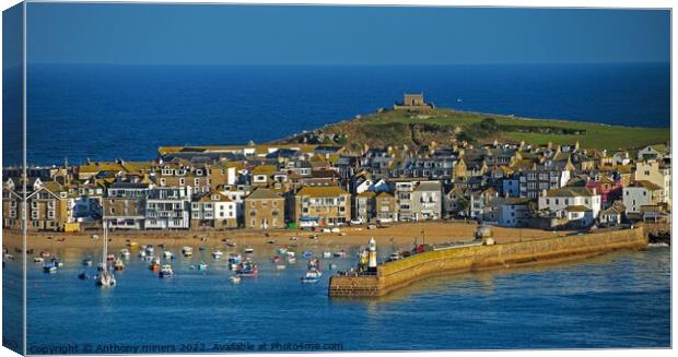 St.Ives harbour at full tide  Canvas Print by Anthony miners