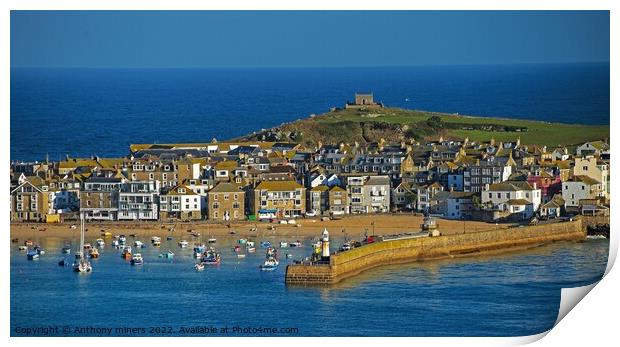 St.Ives harbour at full tide  Print by Anthony miners