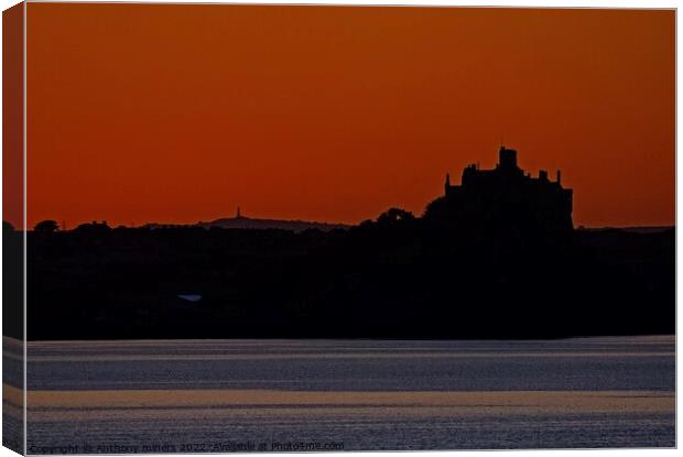 Red Sunrise over St.Michaels Mount Cornwall Canvas Print by Anthony miners