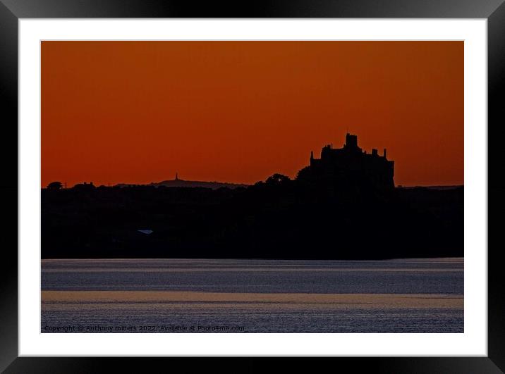 Red Sunrise over St.Michaels Mount Cornwall Framed Mounted Print by Anthony miners