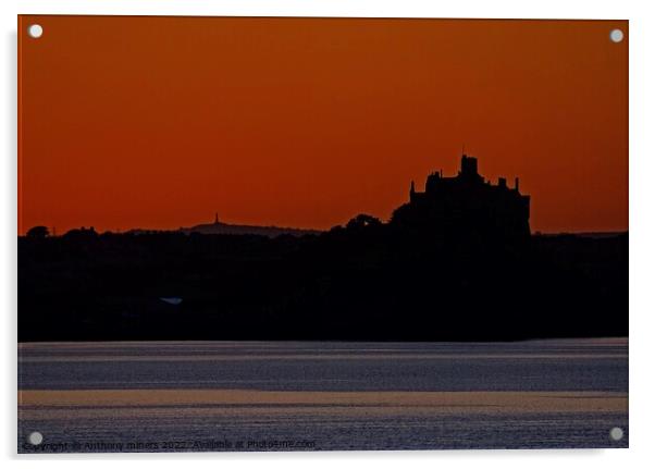 Red Sunrise over St.Michaels Mount Cornwall Acrylic by Anthony miners