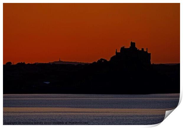 Red Sunrise over St.Michaels Mount Cornwall Print by Anthony miners