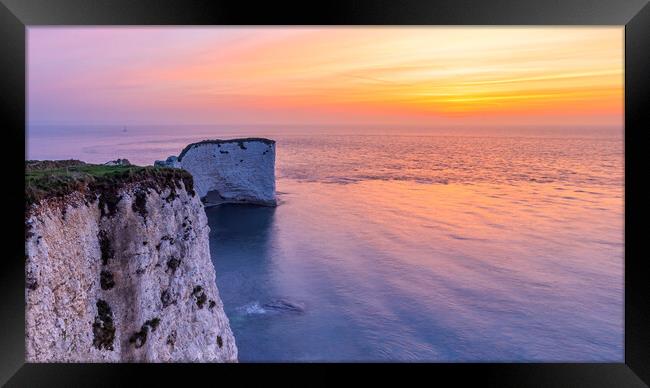 Majestic Sunrise at Old Harry Rocks Framed Print by Daniel Rose