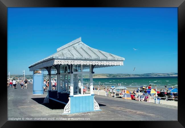 Weymouth Seafront Shelter Framed Print by Alison Chambers