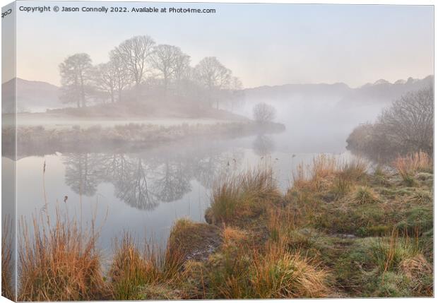 Morning Mist Along The Brathay Canvas Print by Jason Connolly