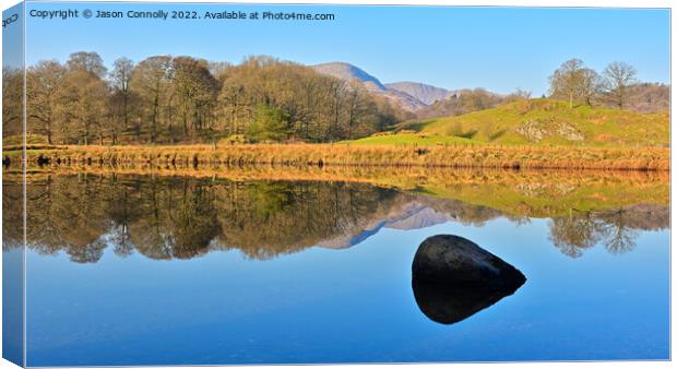 Elterwater Reflections. Canvas Print by Jason Connolly