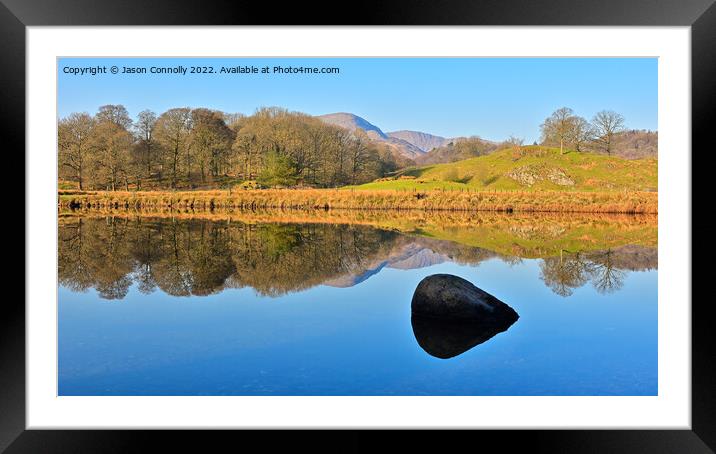 Elterwater Reflections. Framed Mounted Print by Jason Connolly