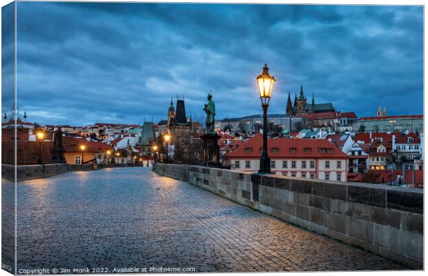 Daybreak on Charles Bridge  Canvas Print by Jim Monk