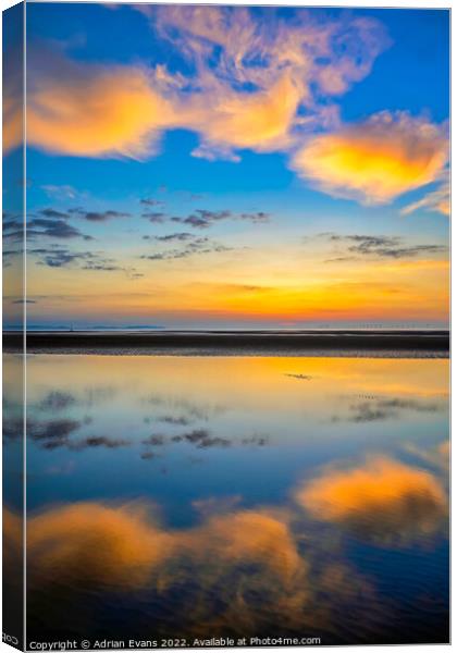 Rhyl Ocean Sunset Canvas Print by Adrian Evans