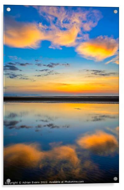 Rhyl Ocean Sunset Acrylic by Adrian Evans