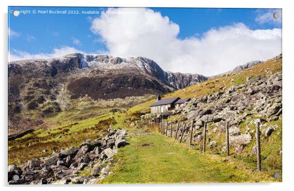 Cwm Eigiau and Pen yr Helgi Du Snowdonia Wales Acrylic by Pearl Bucknall