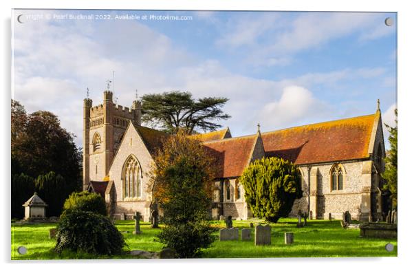 Hambleden Medieval Village Church Buckinghamshire Acrylic by Pearl Bucknall