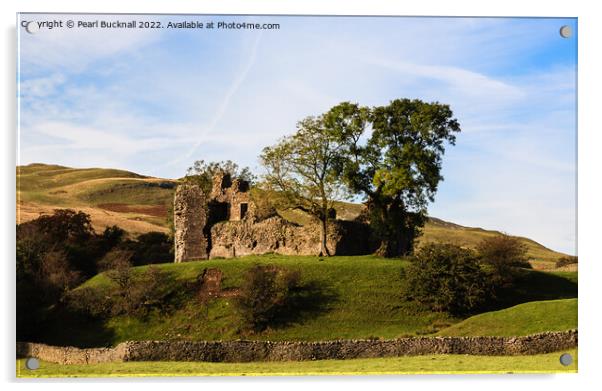 Pendragon Castle Cumbria England Acrylic by Pearl Bucknall