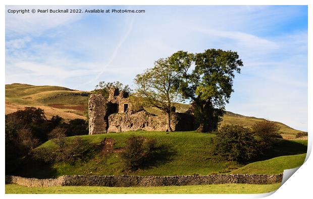 Pendragon Castle Cumbria England Print by Pearl Bucknall
