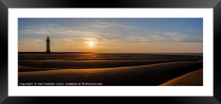New Brighton Beach Sunset Panorama Framed Mounted Print by Paul Madden