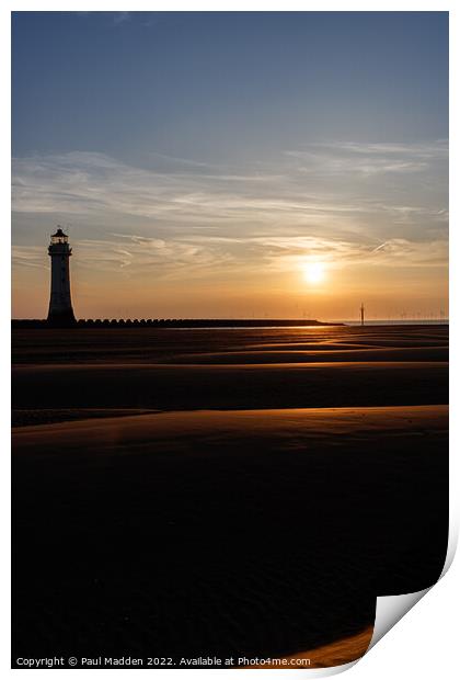 New Brighton Lighthouse Sunset Print by Paul Madden