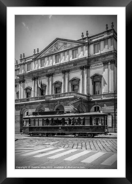 MILAN Teatro alla Scala & Tram | monochrome Framed Mounted Print by Melanie Viola