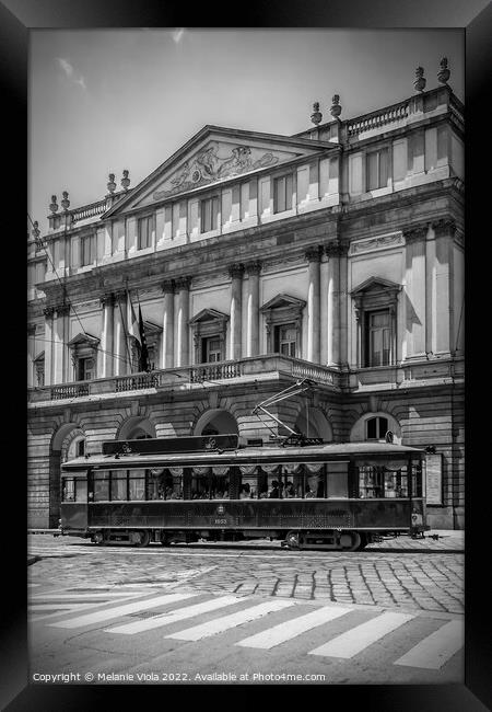 MILAN Teatro alla Scala & Tram | monochrome Framed Print by Melanie Viola