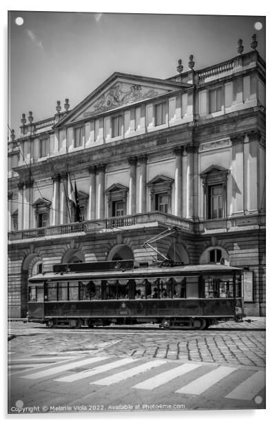 MILAN Teatro alla Scala & Tram | monochrome Acrylic by Melanie Viola