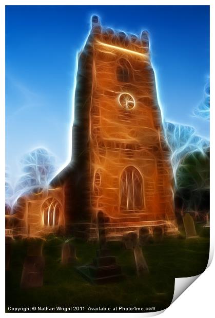 Sunset church Print by Nathan Wright