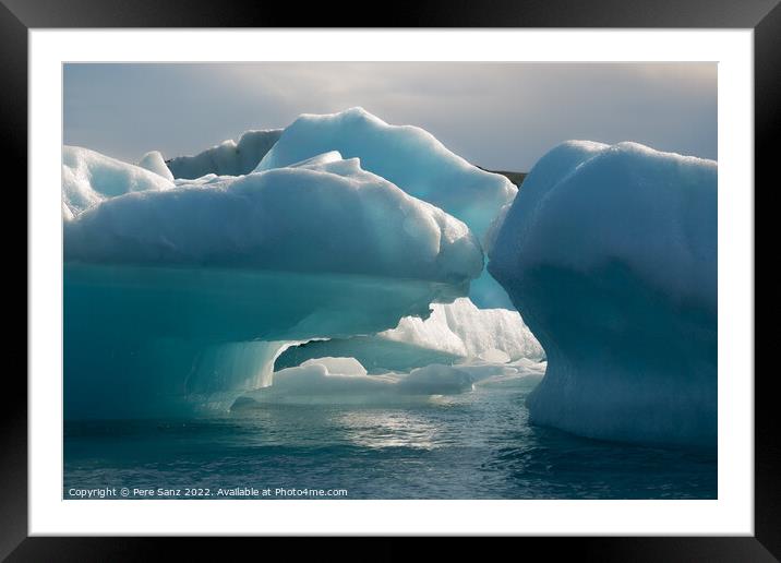 Floating icebergs in Jokulsarlon glacier lagoon, Iceland Framed Mounted Print by Pere Sanz