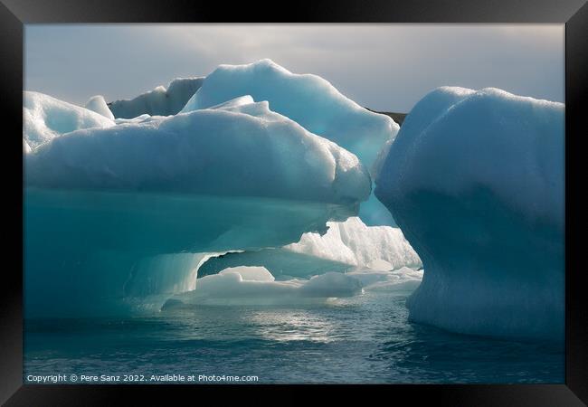 Floating icebergs in Jokulsarlon glacier lagoon, Iceland Framed Print by Pere Sanz