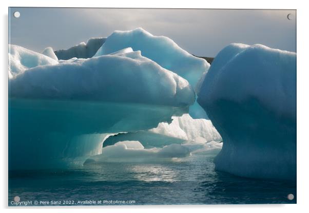 Floating icebergs in Jokulsarlon glacier lagoon, Iceland Acrylic by Pere Sanz