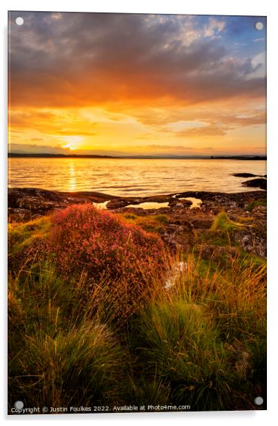 Sunset over The Sound of Mull, Scotland Acrylic by Justin Foulkes