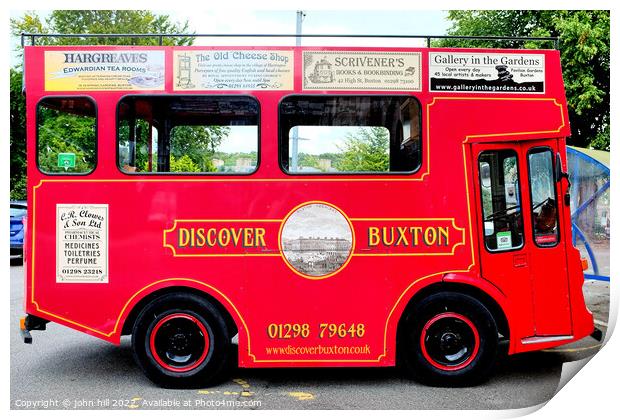 Tour bus, Buxton, Derbyshire. Print by john hill