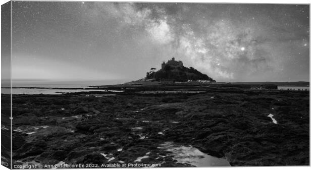 St Michaels Mount under the stars Canvas Print by Ann Biddlecombe