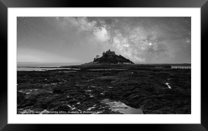 St Michaels Mount under the stars Framed Mounted Print by Ann Biddlecombe