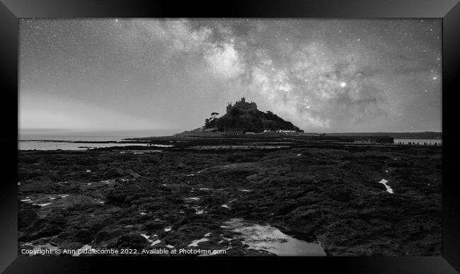 St Michaels Mount under the stars Framed Print by Ann Biddlecombe