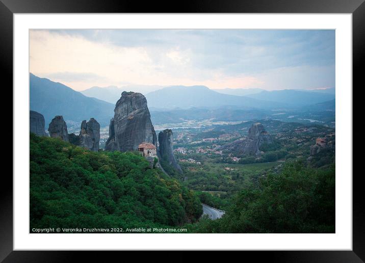 Meteora. Outdoor mountain, Greece Framed Mounted Print by Veronika Druzhnieva