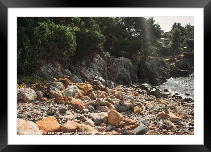 Outdoor stonerock. Sea of Greece Framed Mounted Print by Veronika Druzhnieva