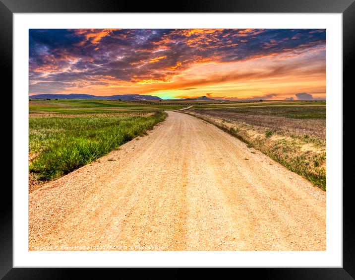 Winding Path to the Spanish Sunset Framed Mounted Print by Roger Mechan