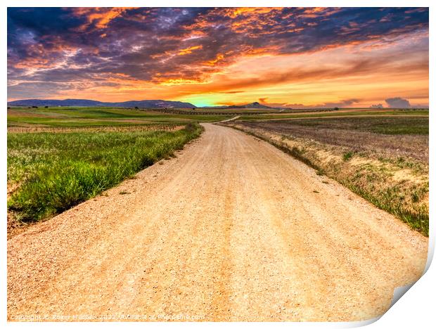 Winding Path to the Spanish Sunset Print by Roger Mechan