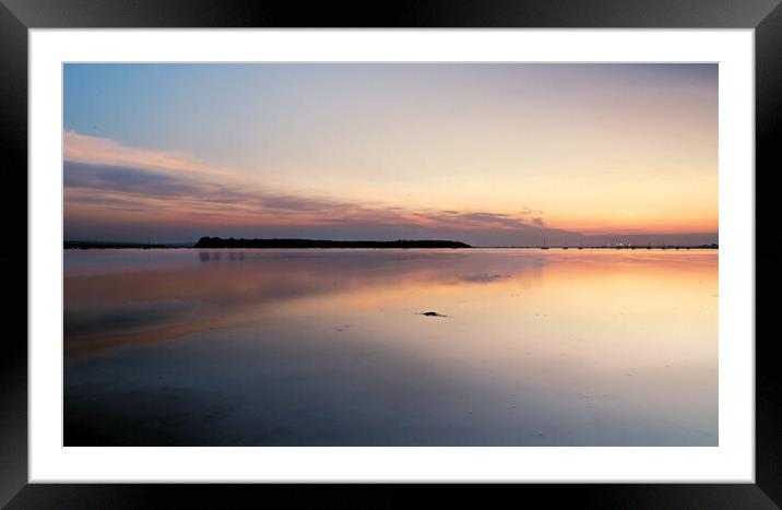 Tranquil Sunset over Brownsea Island Framed Mounted Print by paul cobb