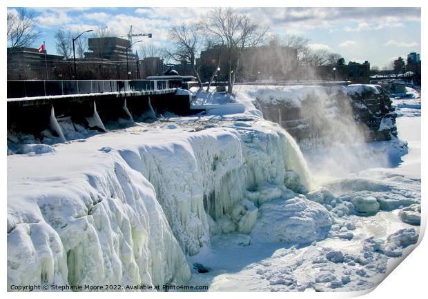 Outdoor Frozen Rideau Falls Print by Stephanie Moore
