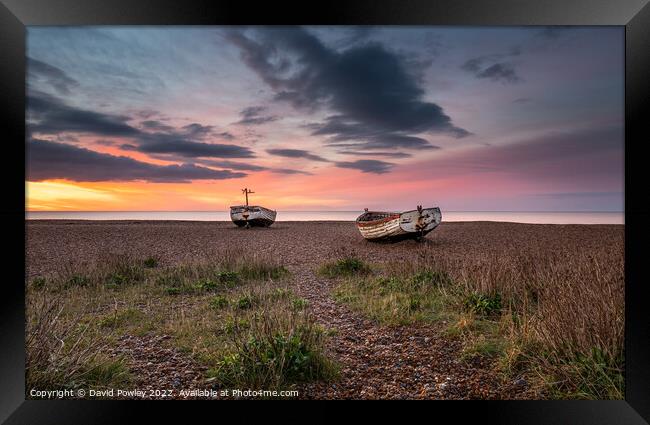 Sunrise on Aldeburgh Beach Framed Print by David Powley