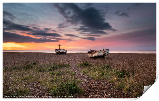 Sunrise on Aldeburgh Beach Print by David Powley