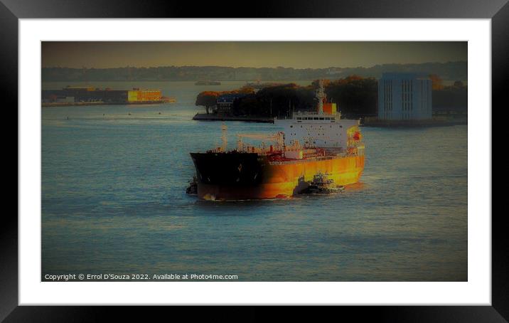 Barge on the Hudson Framed Mounted Print by Errol D'Souza