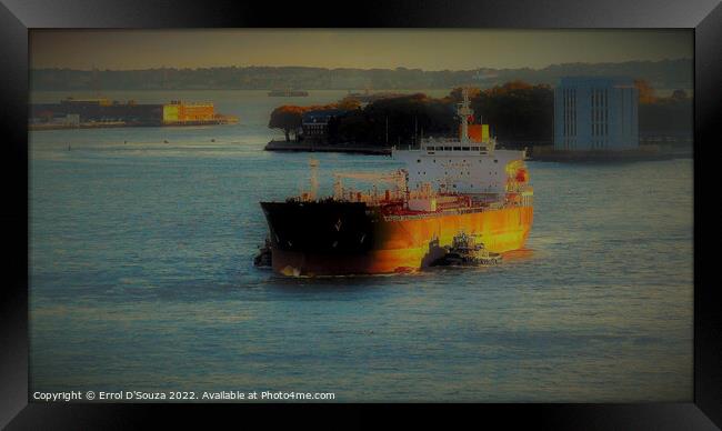 Barge on the Hudson Framed Print by Errol D'Souza