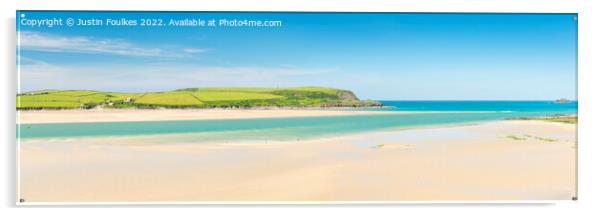 Camel Estuary and Daymer Bay panorama, Cornwall Acrylic by Justin Foulkes