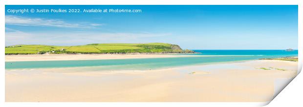 Camel Estuary and Daymer Bay panorama, Cornwall Print by Justin Foulkes