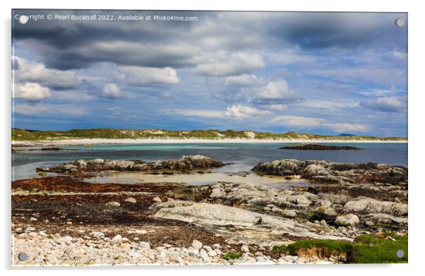 Rocky Coast and Beach North Uist Scotland Acrylic by Pearl Bucknall