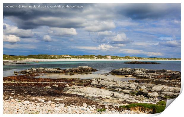 Rocky Coast and Beach North Uist Scotland Print by Pearl Bucknall