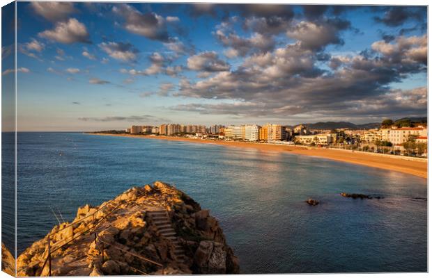 Sea And Beach In Resort Town Of Blanes Canvas Print by Artur Bogacki