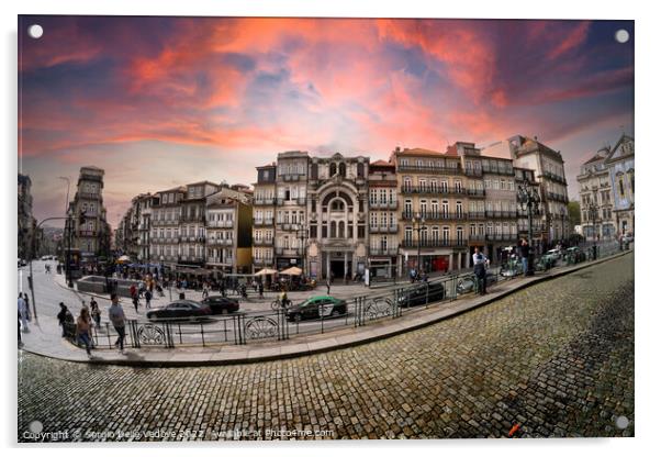 Almeida Garrett square in Porto, Portugal Acrylic by Sergio Delle Vedove